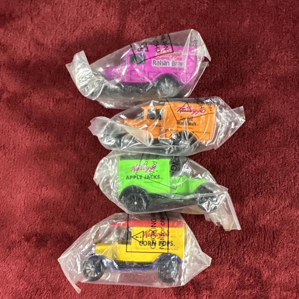 Matchbox Kelloggs Ford Delivery Trucks Lot 4 Cereal Promo Vintage New Bags